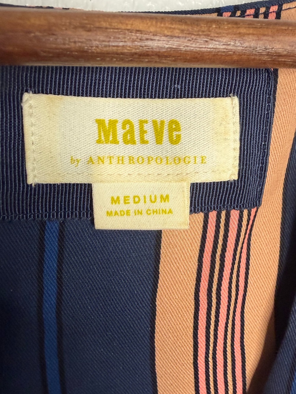 Maeve Navy and Peach Striped Sleeveless Midi Dress - Picture 5 of 6